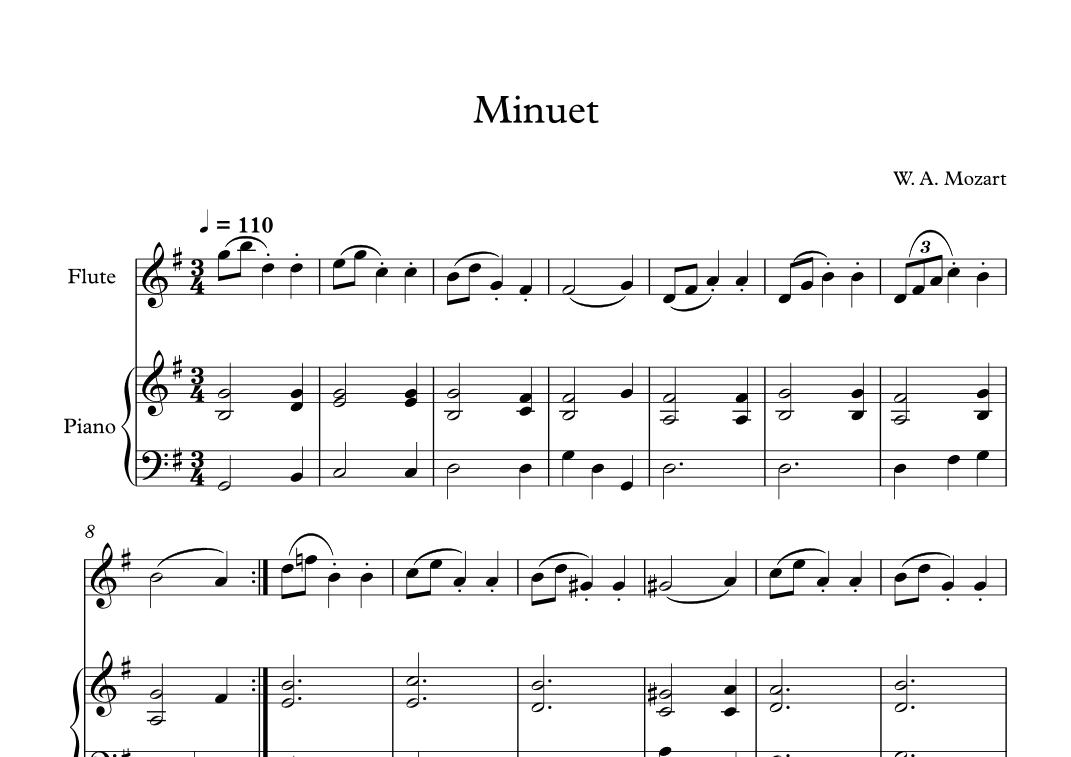 Minuet (In F Major) - Wolfgang Amadeus Mozart (Flute + Piano) (arr. Digital Book Music)