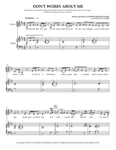 Don't Worry About Me (arr. Whitney Lussier)