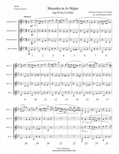 Chopin - Mazurka (clarinet quartet) (arr. John Romano)