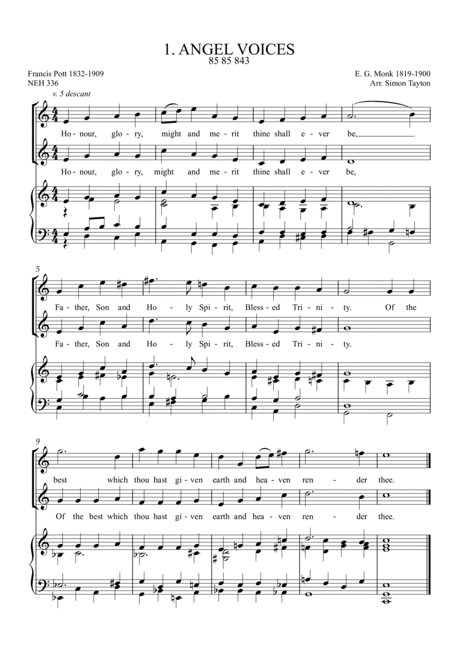 14 Descants and Last Verses to popular hymns (arr. Simon Tayton)