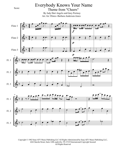 Where Everybody Knows Your Name - Score Only (arr. Barbara Anderson-Jones)