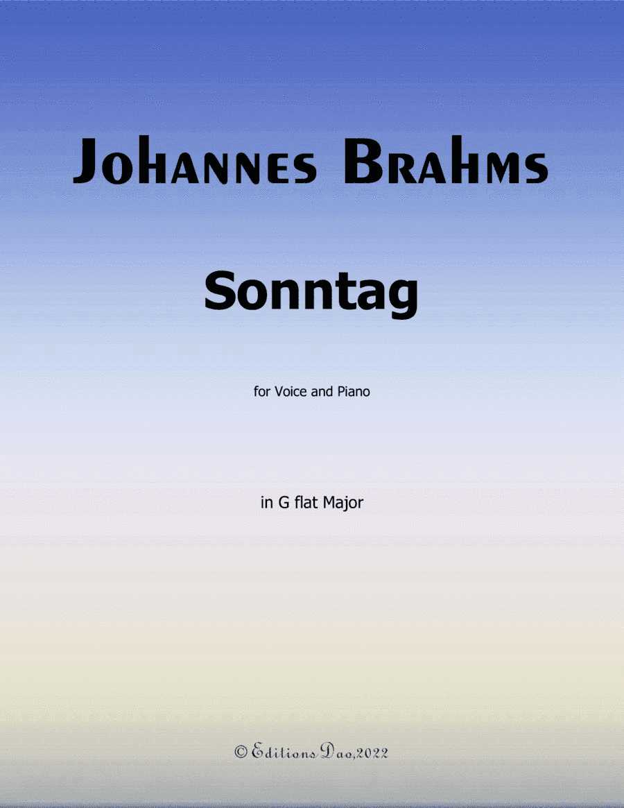 Sonntag, by Brahms, in G flat Major (arr. Editions Dao)