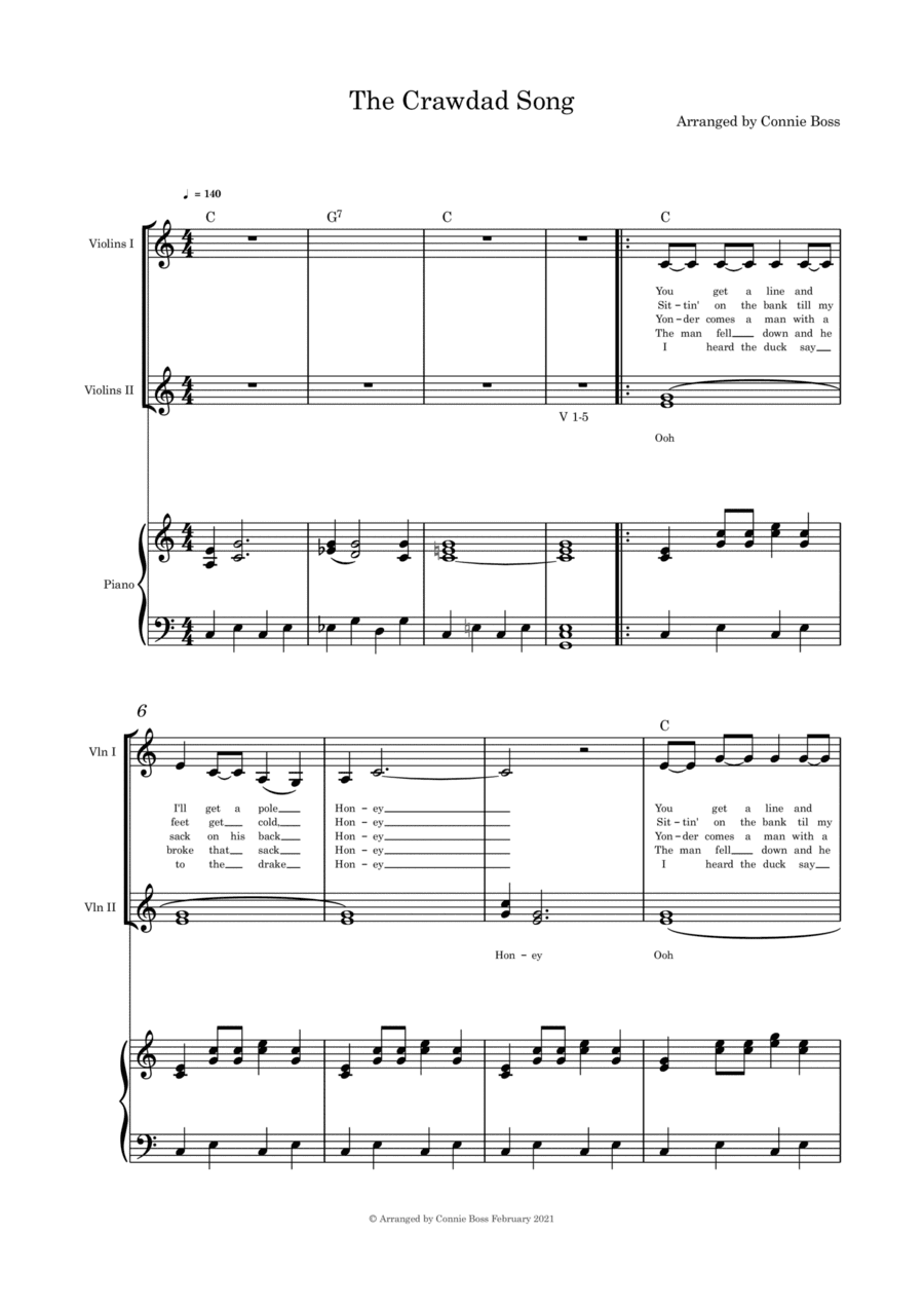 The Crawdad Song - violin trio and piano (arr. Connie Boss)