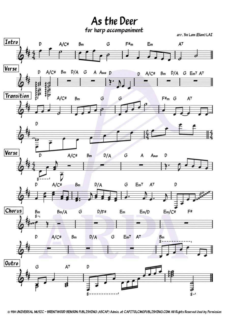 As The Deer (arr. Yee Lam (Elam) LAI)