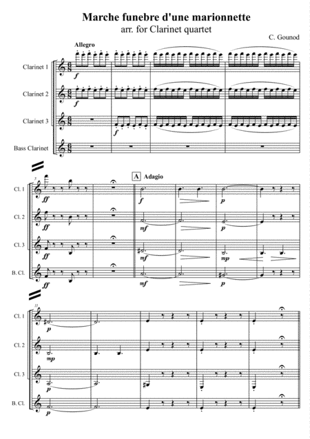C. Gounod - Marche funebre d'une marionnette, arr. for Clarinet quartet (arr. Xlomeg)