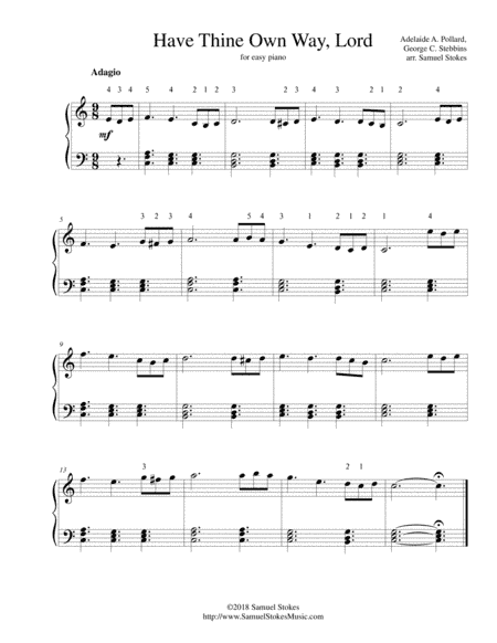 Have Thine Own Way, Lord - for easy piano (arr. Samuel Stokes)