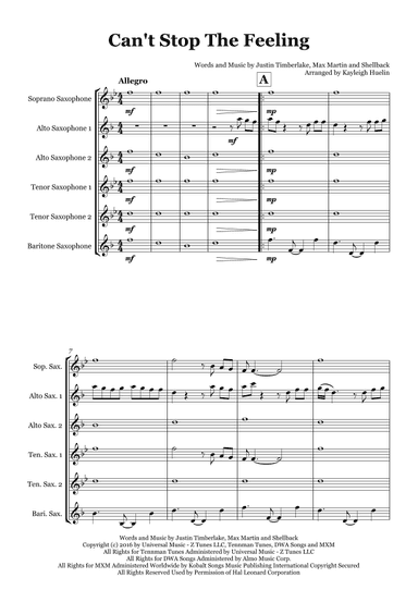 Can't Stop The Feeling! (arr. Kayleigh Huelin)