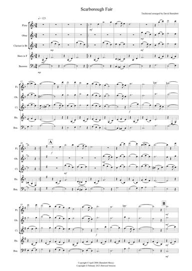 Scarborough Fair for Wind Quintet (arr. David Burndrett)