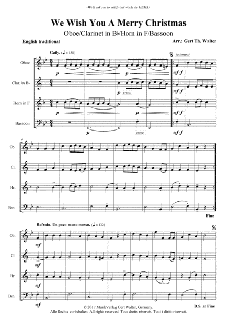 We Wish You A Merry Christmas (arr. Gert Th. Walter)