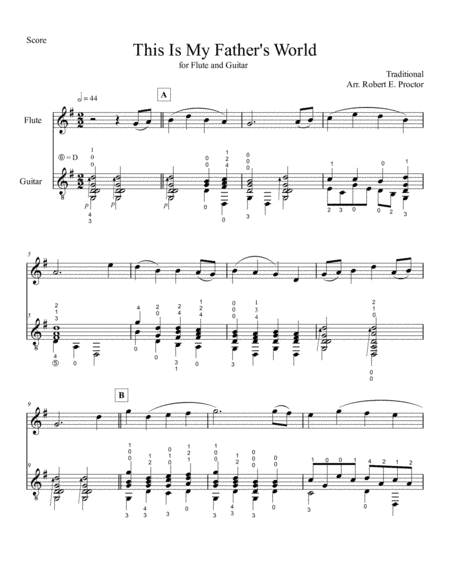 This Is My Father's World for Flute (C Instrument) and Classical Guitar (arr. Robert E. Proctor)