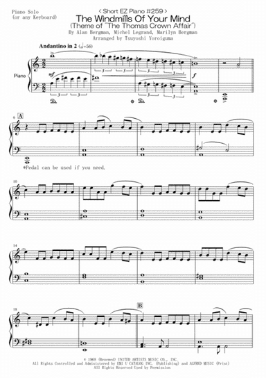 The Windmills Of Your Mind (arr. Tsuyoshi Yoroiguma)