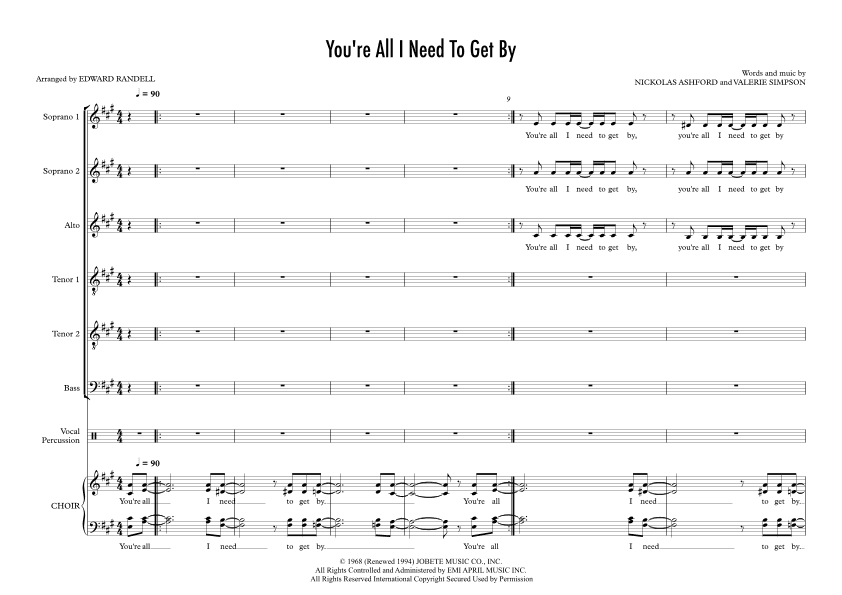 You're All I Need To Get By (arr. Edward Randell)