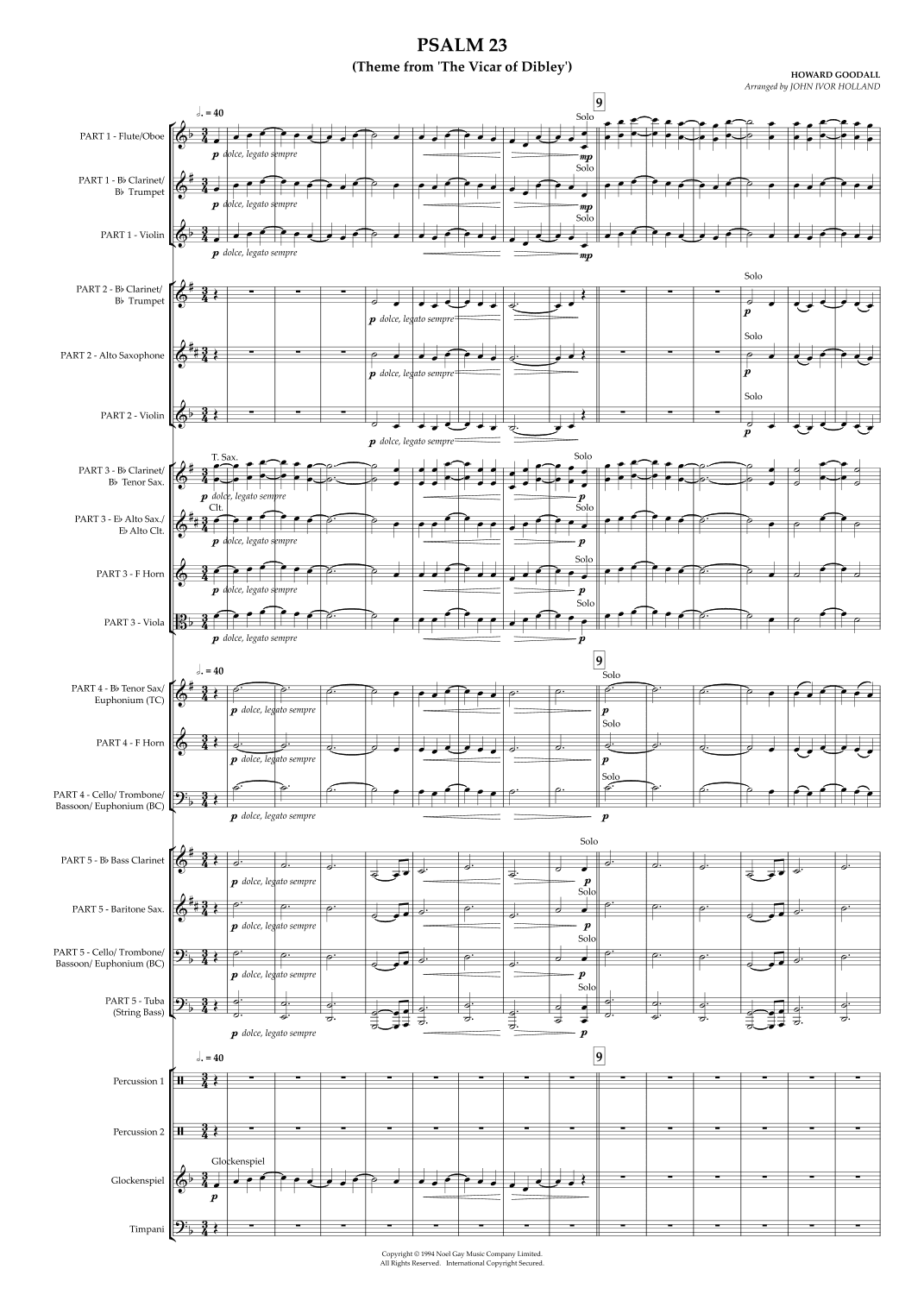 Psalm 23 (theme From The Vicar Of Dibley) (arr. John Ivor Holland)