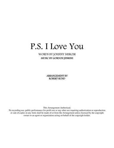 P.s. I Love You (arr. Robert Rund)