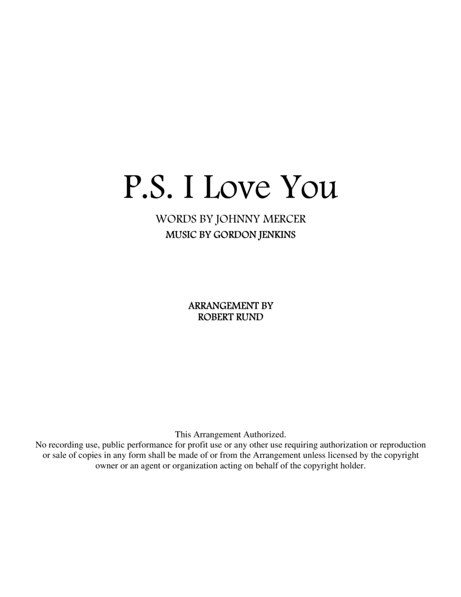P.s. I Love You (arr. Robert Rund)