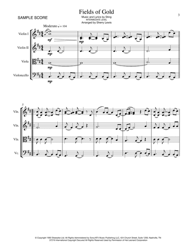 Fields Of Gold (arr. Sherry Lewis Publishing)