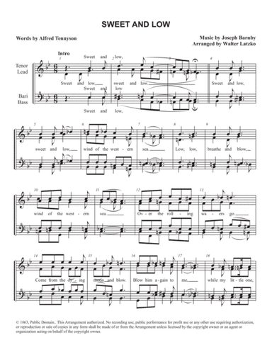SWEET AND LOW (arr. Walter Latzko)