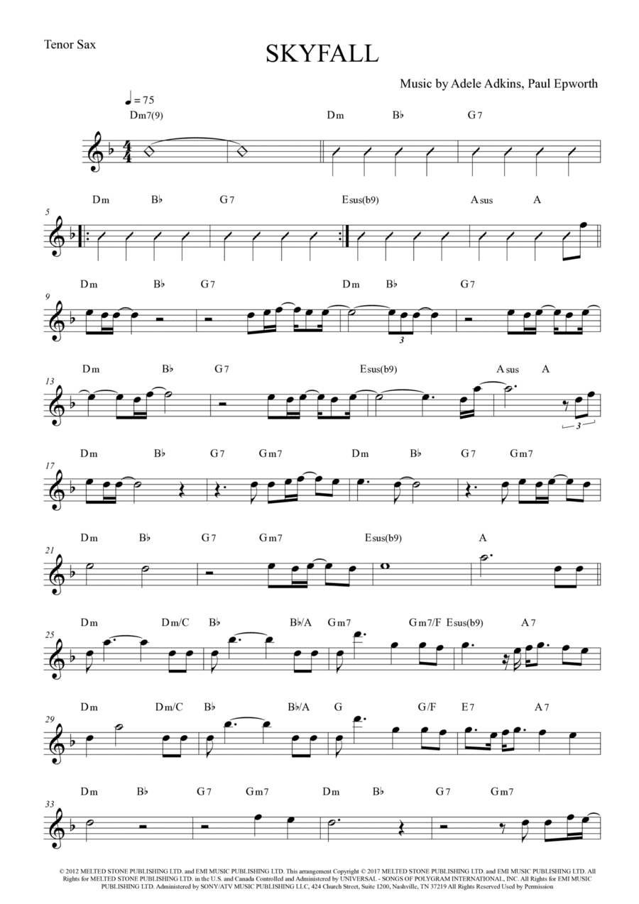 Skyfall (arr. The Sheet Music Library)
