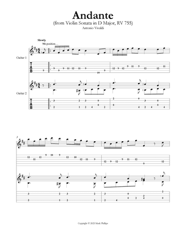 Andante (from Violin Sonata in D Major, RV 755) (arr. Mark Phillips)