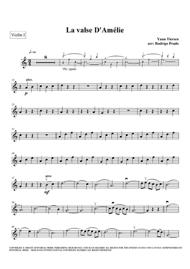La Valse D'amelie (arr. Rodrigo Prado)