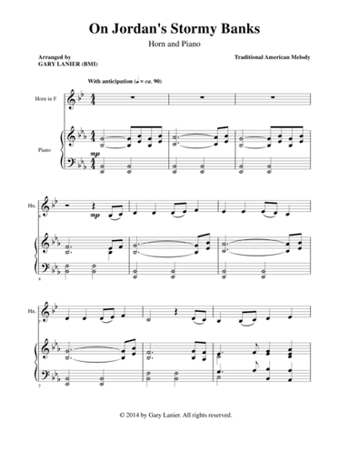 ON JORDAN'S STORMY BANKS (F Horn Piano and Hrn Prt) (arr. Gary Lanier)