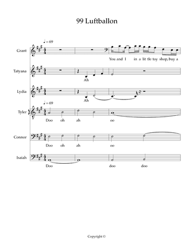 99 Red Balloons (99 Luftballons) (arr. Grant T Colling)