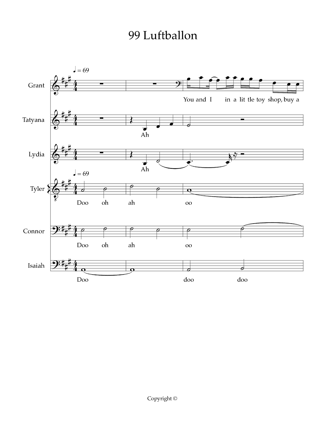 99 Red Balloons (99 Luftballons) (arr. Grant T Colling)