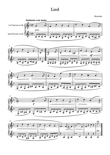 Reinecke: Lied for two clarinets (arr. Saho Omukai)