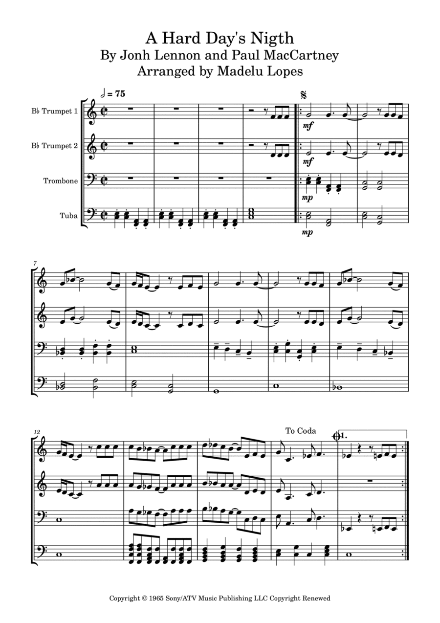 Another Hard Day's Night (arr. Madelu Lopes)