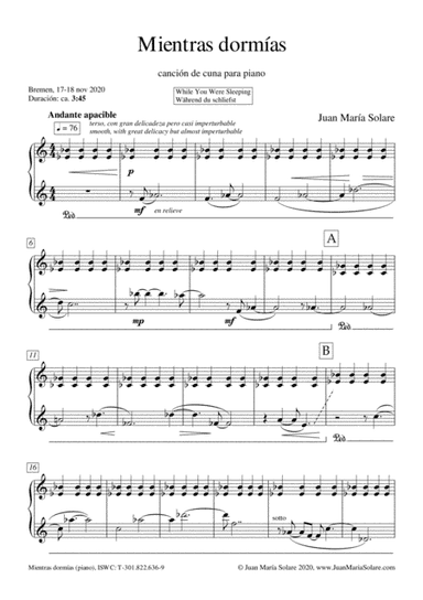 Mientras dormías [piano solo]