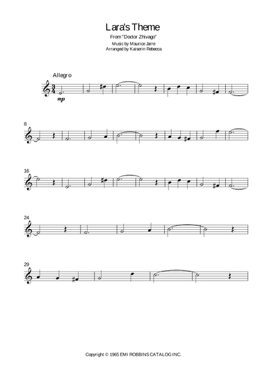 Lara's Theme From Doctor Zhivago (arr. Kaiserin Rebecca)