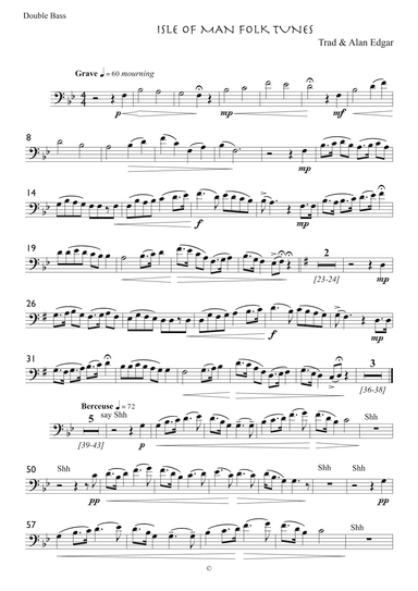 MANX FOLK TUNES FOR DOUBLE BASS with Pianoforte or Harp