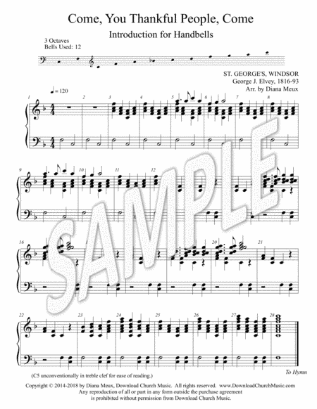 Come, You Thankful People, Come - Handbells intro and descant (3 octaves) (arr. Diana Meux)