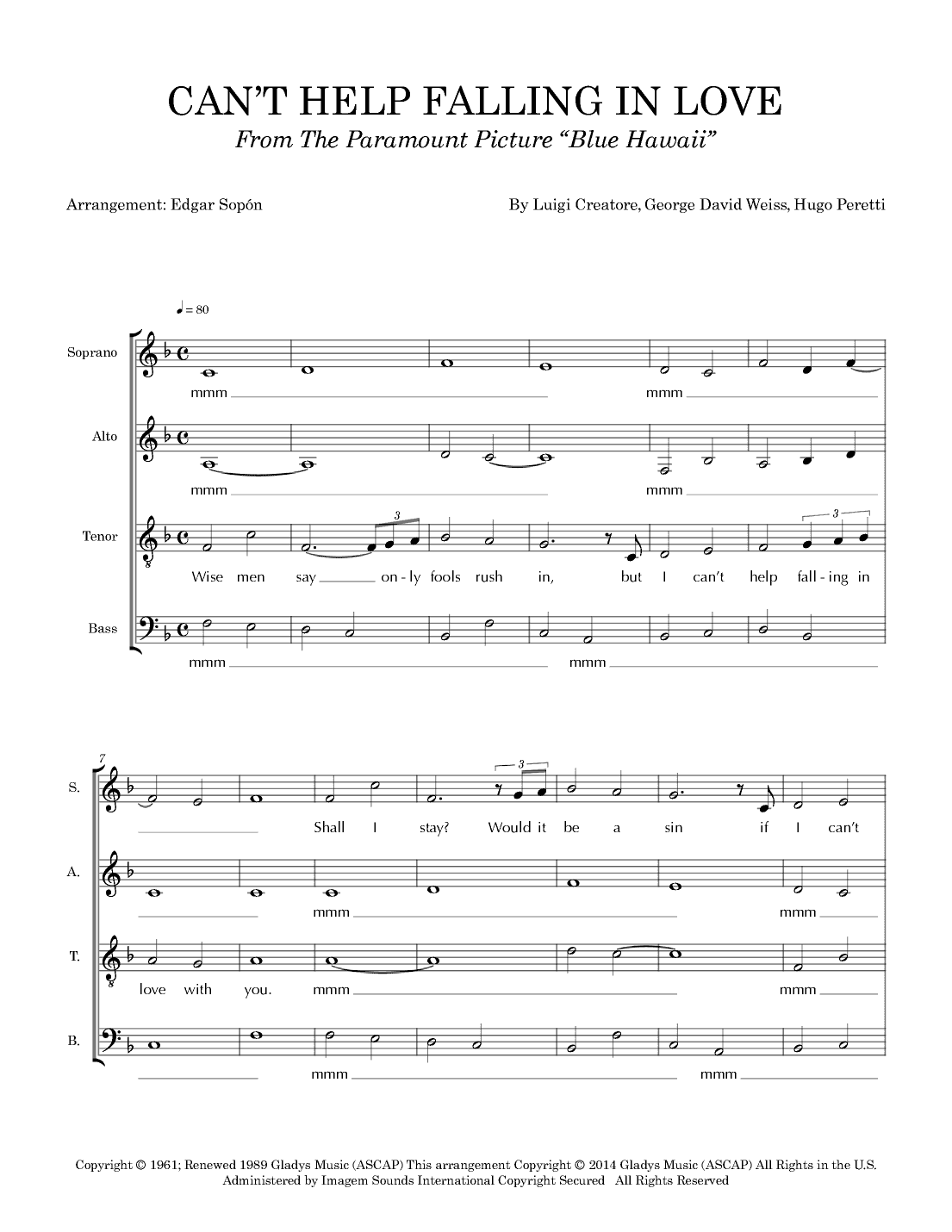 Can't Help Falling In Love (arr. Edgar Sopón)