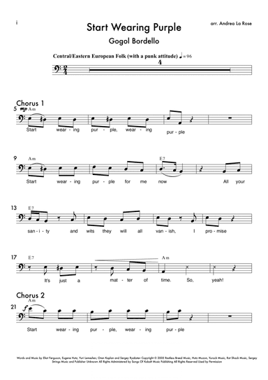 Start Wearing Purple (arr. Andrea La Rose)