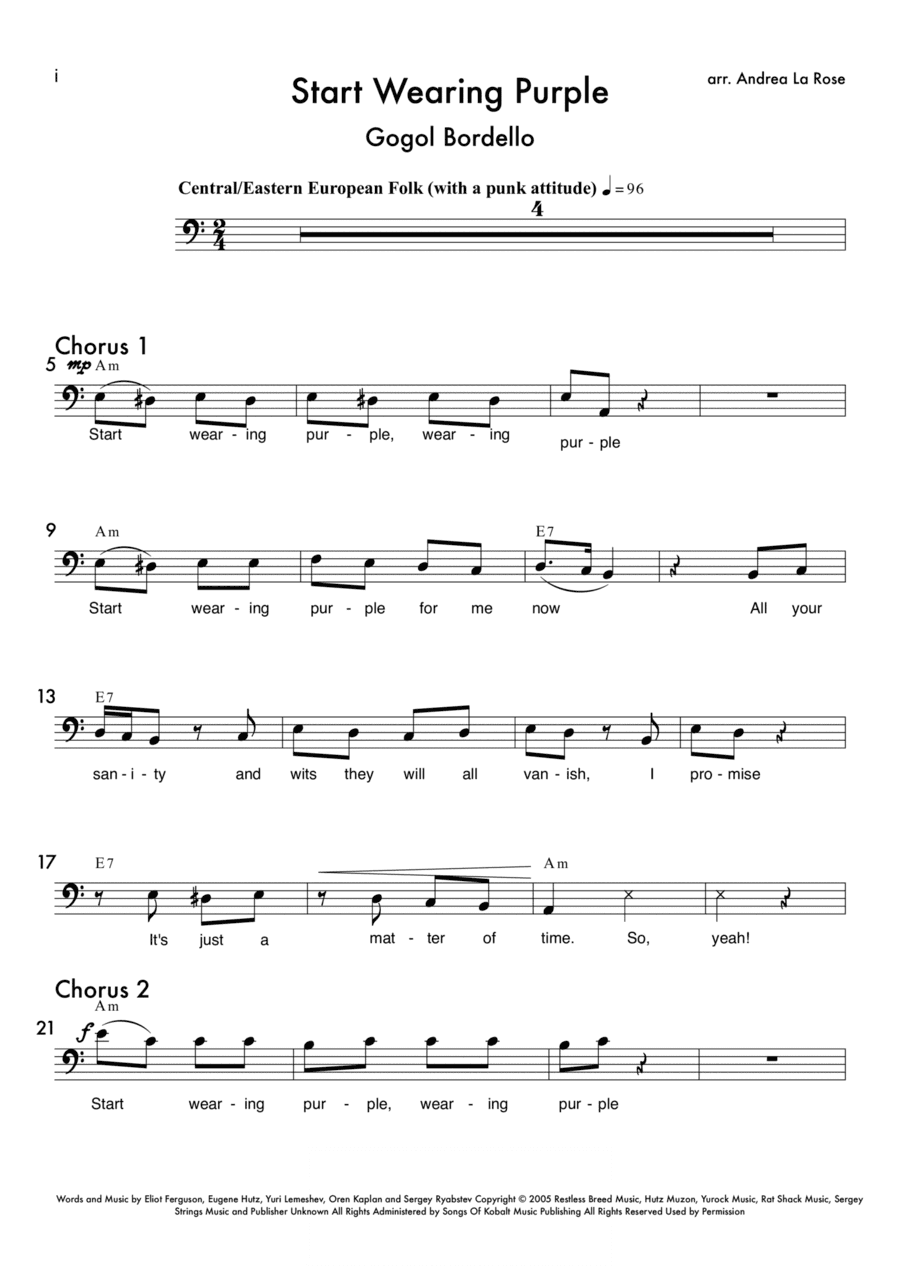 Start Wearing Purple (arr. Andrea La Rose)