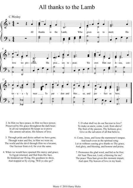 All thanks to the lamb. A new tune to a wonderful hymn by Charles Wesley that needs to be rediscover