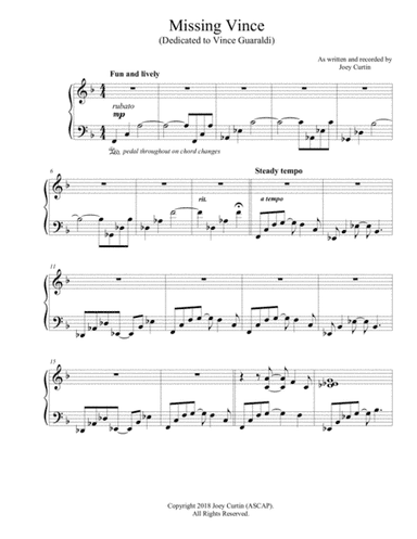 Missing Vince (dedicated to Vince Guaraldi)