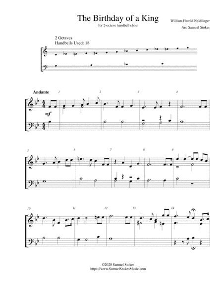 The Birthday of a King - for 2-octave handbell choir (arr. Samuel Stokes)