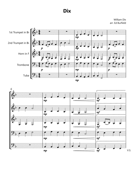Dix - Hymn Tune for Brass Quintet (with reharmonisation and descant) (arr. Edward Burfield)