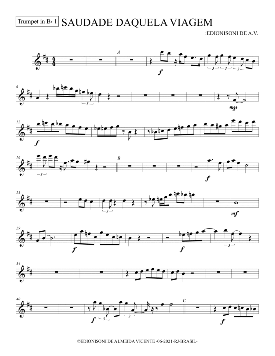 01-SAUDADE DAQUELA VIAGEM - Trumpet in Bb 1