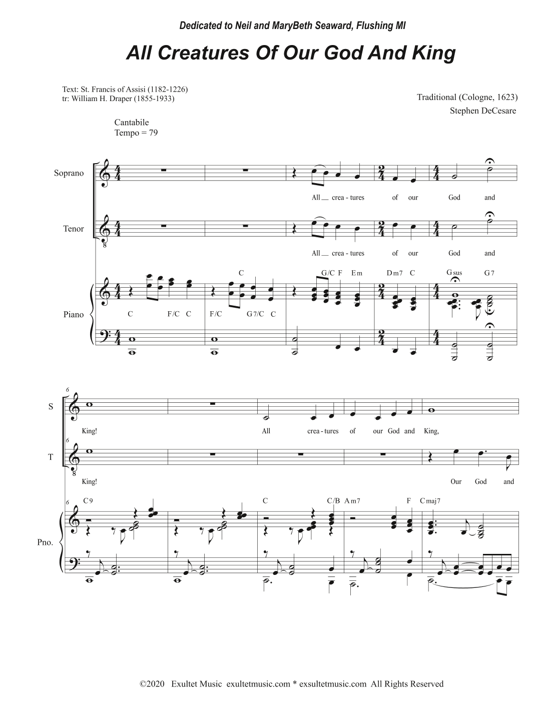 All Creatures Of Our God And King (Duet for Soprano and Tenor solo) (arr. Stephen DeCesare)