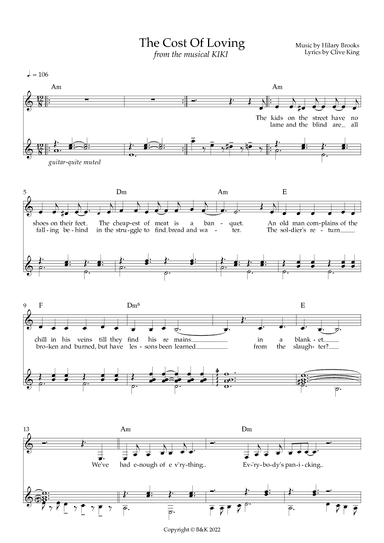 THE COST OF LOVING vocal & guitar