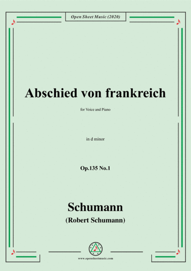Schumann-Abschied von frankreich,Op.135 No.1 in d minor (arr. MSM)