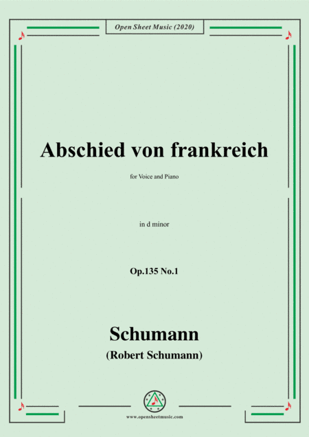 Schumann-Abschied von frankreich,Op.135 No.1 in d minor (arr. MSM)