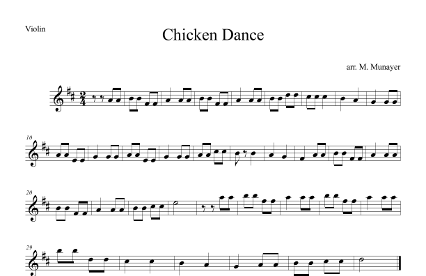 Chicken Dance for solo violin (arr. Michael Munayer)