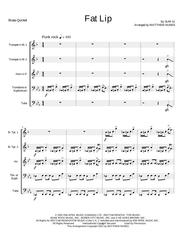 Fat Lip (arr. Matthew Nunes)