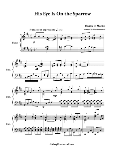 His Eye Is On the Sparrow (arr. Mary Rounsavall)