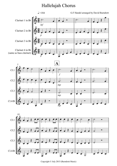 Hallelujah Chorus for Clarinet Quartet (arr. David Burndrett)
