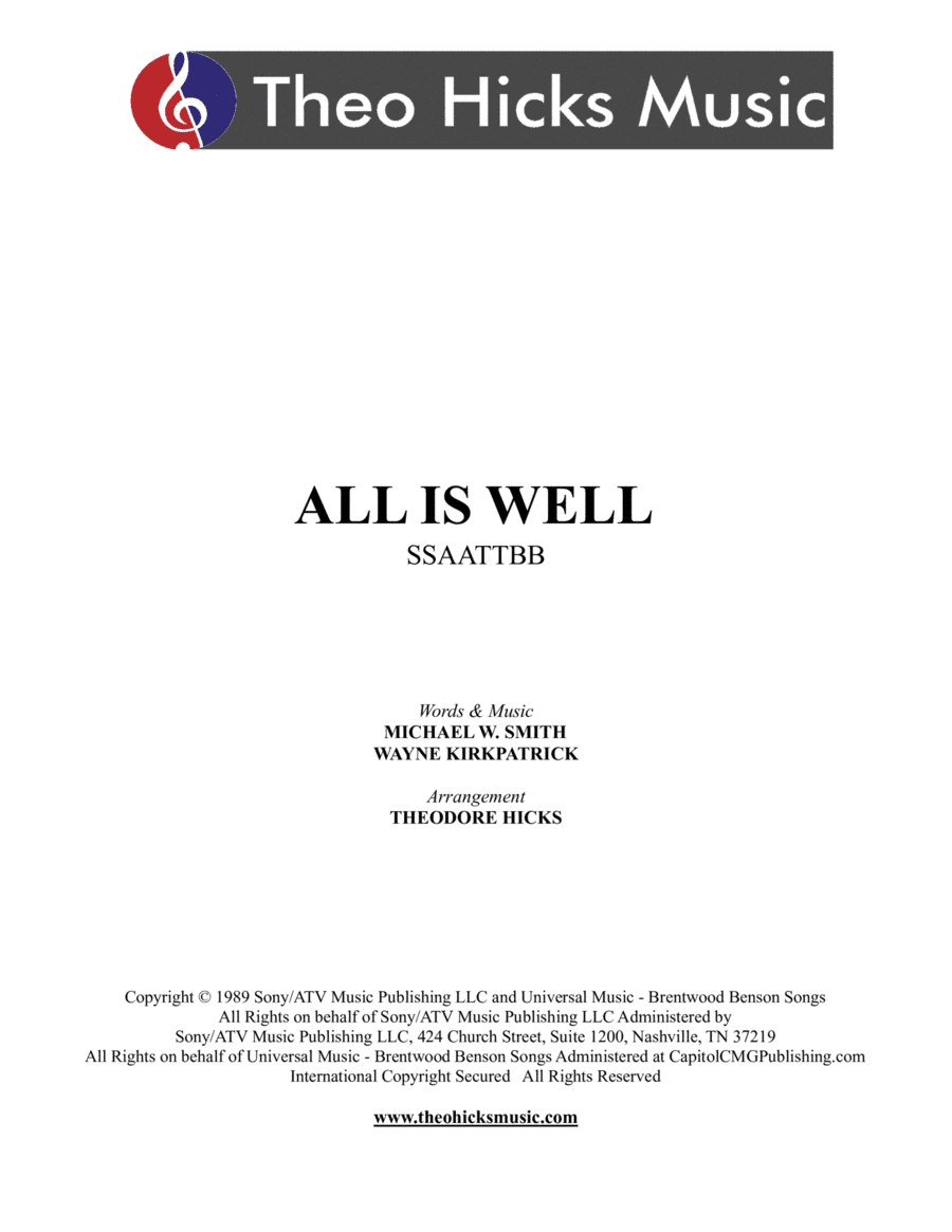 All Is Well (arr. Theodore Hicks)